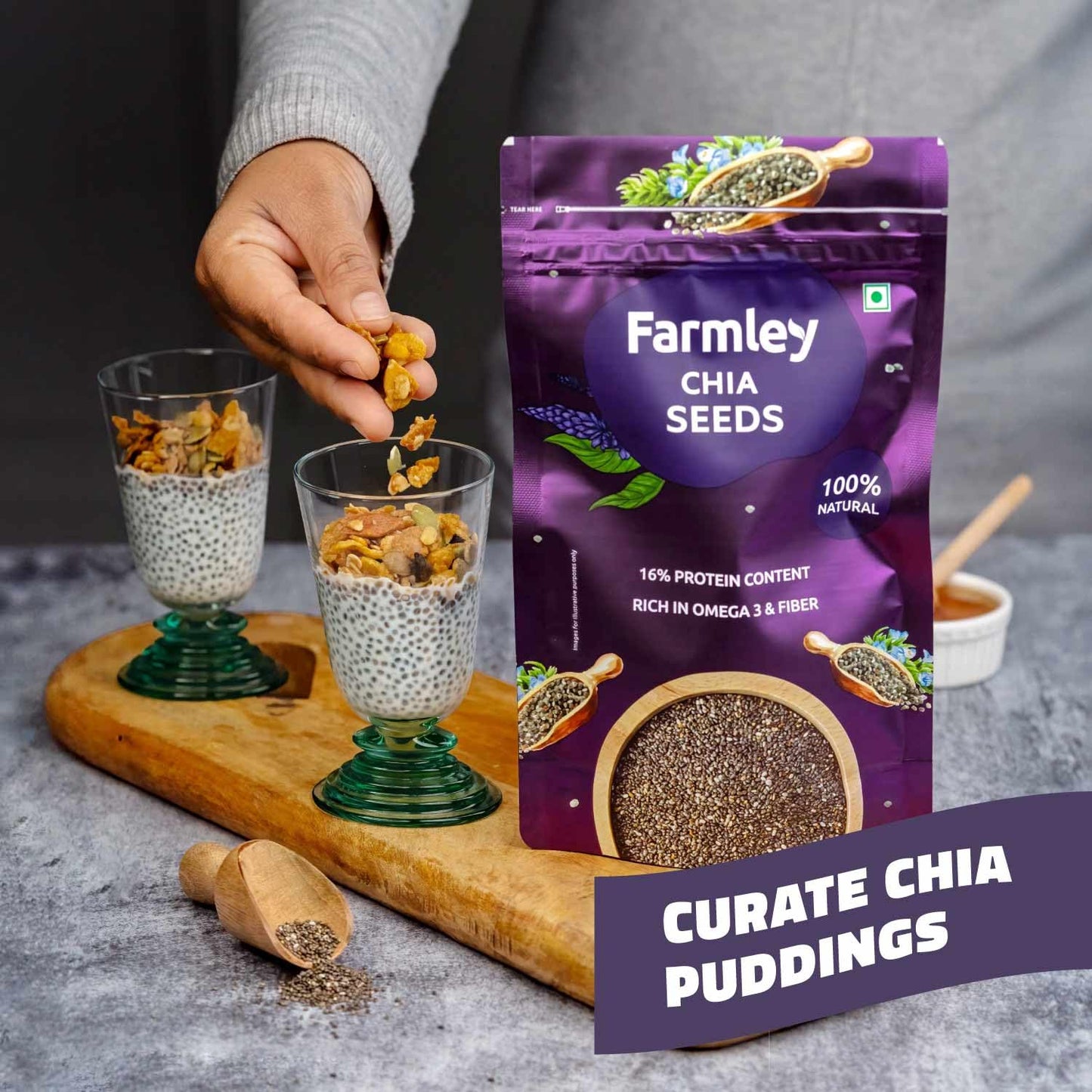 Farmley Chia Seeds 500g I Seeds for Eating | Seeds for Weight Management | Rich in Calcium, Protein & Fibre