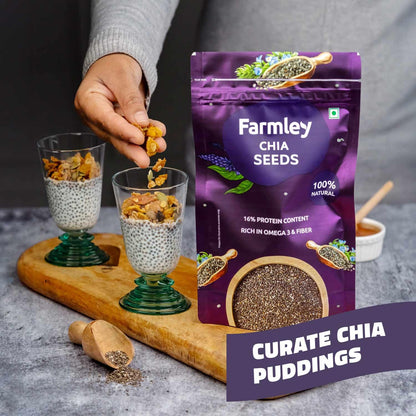 Farmley Chia Seeds 500g I Seeds for Eating | Seeds for Weight Management | Rich in Calcium, Protein & Fibre