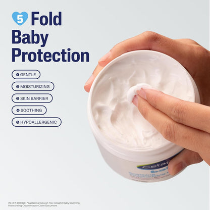 Cetaphil Baby Soothing Moisturising Cream 566 g for Newborns & Babies | 48H Hydration & 8H Skin Barrier Protection | With Glycerin, Sunflower Seed Oil & Sweet Almond Oil | Gentle Face & Body Moisturiser