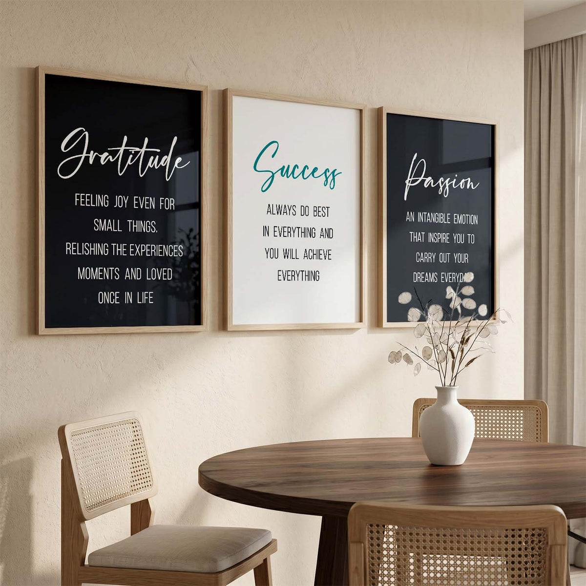 wall framed posters motivational quotes decoration items posters with frame office Decor posters for Study room Wall Decor Digital Reprint Set of 3 (13X17 inch)