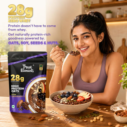 True Elements 28g High Protein Oats 400g | High Protein Breakfast Oats with 28g Protein | High Fibre | No Added Sugar | Healthy Breakfast Cereal