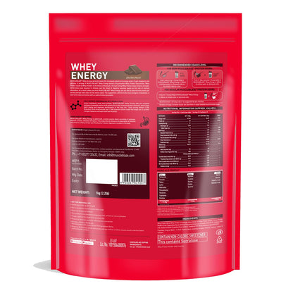 MuscleBlaze Whey Energy (Chocolate, 1kg / 2.2lbs) | 24g Protein, 100% Whey Protein Blend, Added Digestive Enzymes