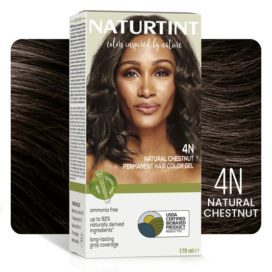 Naturtint Permanent Hair Colour Gel Natural Dark Brown 4N|For Optimal Scalp Care| Upto 100% Grey Coverage | Long Lasting Hair Colour | Ammonia Free Vegan| No Parabens| Enriched with Olives & Organic Shea Butter