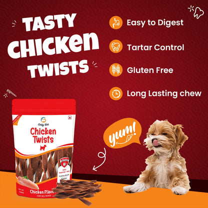 Goofy Tails Active Dental Chicken Twists Dog Treat 100g (Pack of 1), Gluten Free, Slow Roasted Dog Treats for Puppy, Dog Treats Non Vegetarian, Dental Sticks for Dogs, Chew Sticks for Dogs