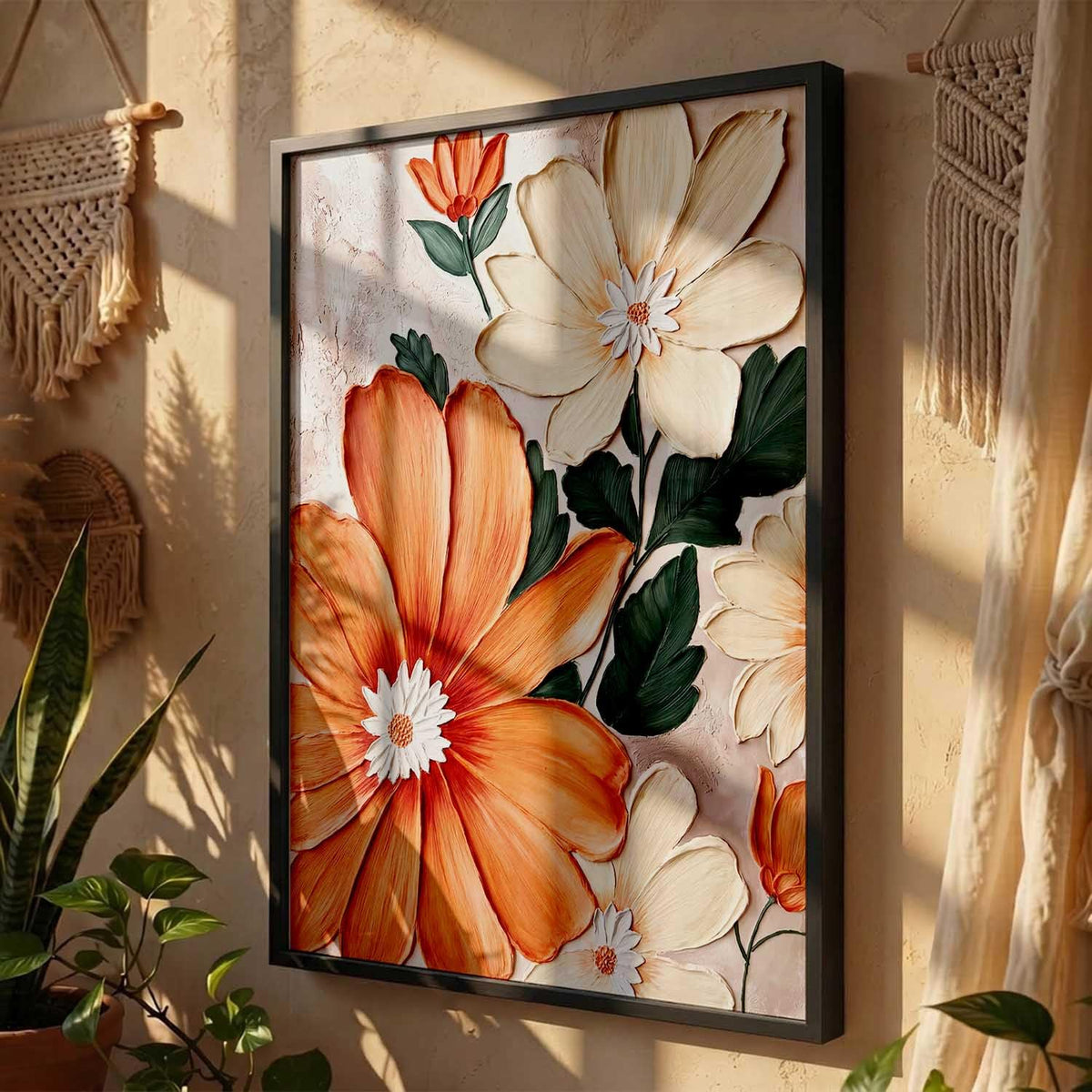 Decorative flower Wall Art Home Decor Modern Painting poster With Frame For Living Room Bed Room Hotel Wall Decor Digital Reprint (13X17 INCH)