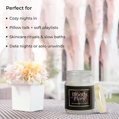 Bloomastra Bloom Bloody Mary Soy Wax Candle | Smoke-Free Small Jar Candle | Long-Lasting Scented Candle for Home Decor, Gifting & Aromatherapy (Size: 4.4x4.4x6 cm)