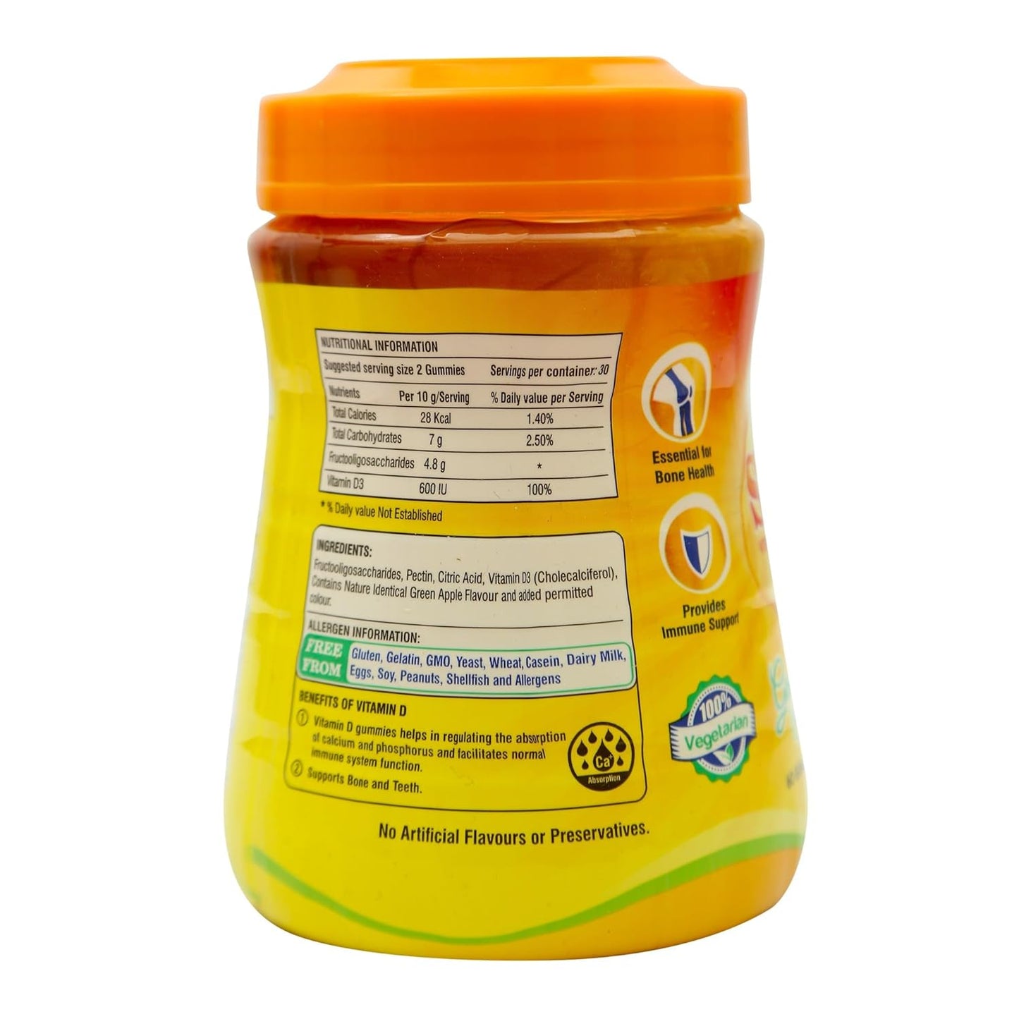 Yellow container with orange lid on a white background