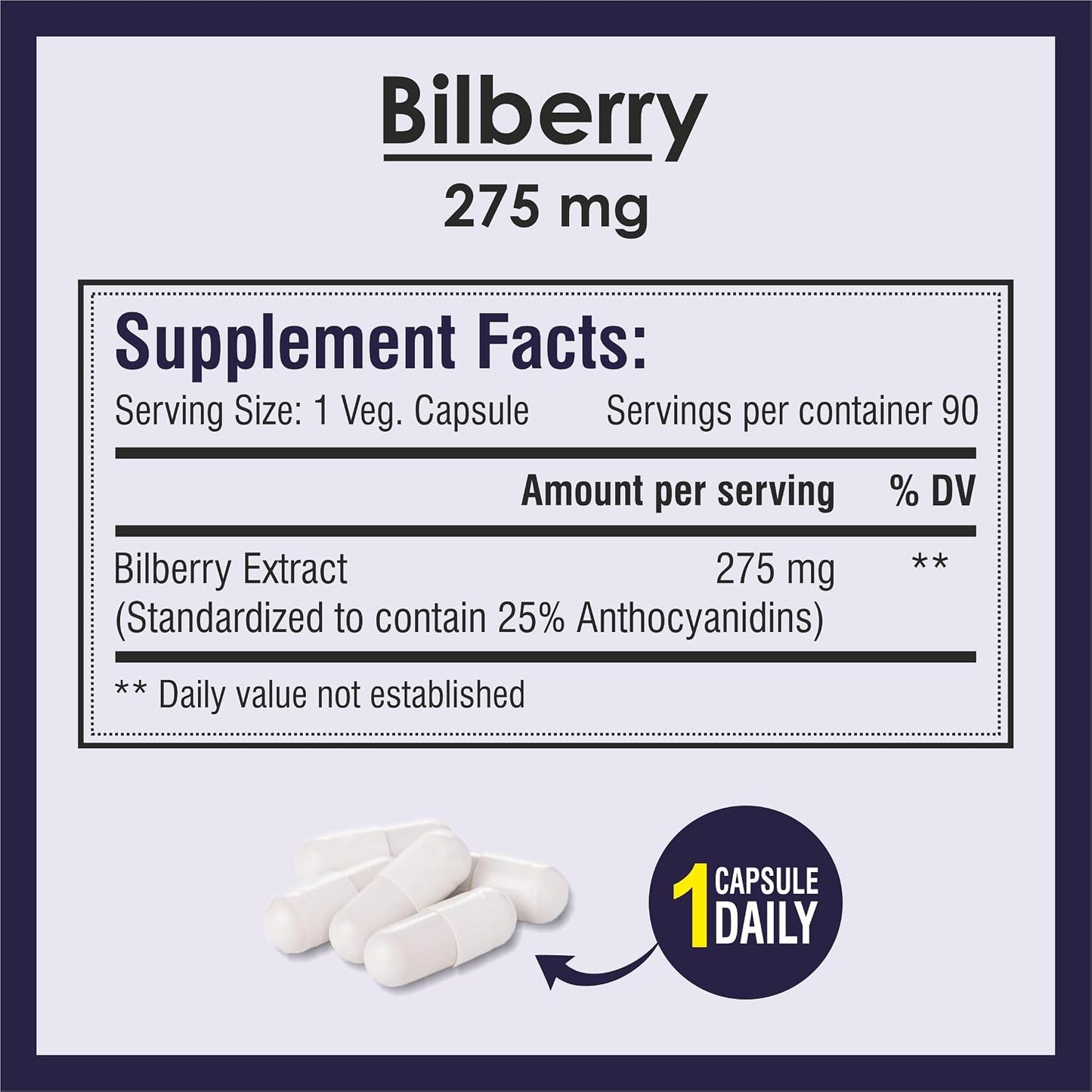 Biotrex Nutraceuticals Bilberry Extract 275mg (Anthocyanidins) Healthy Vision, Antioxidant & Eye Health Supplement, 90 Veg Capsules