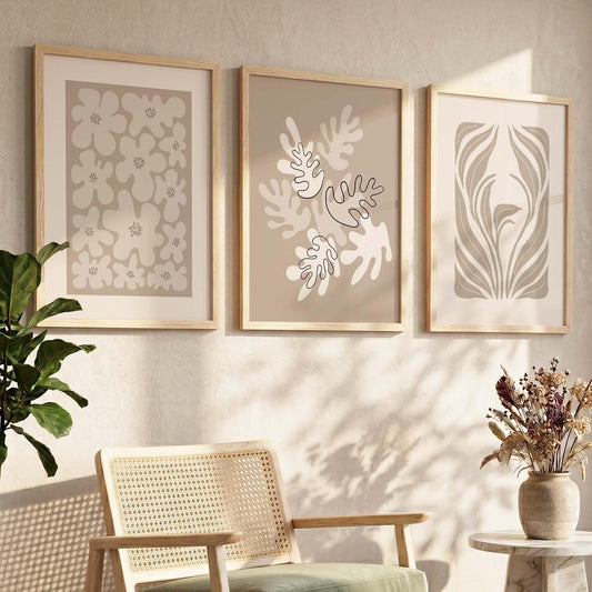 Boho Art Home Decoration Paintings With Frame For Living Room Bed Room Hotel Wall Decor Digital Reprint Set of 3 (13x17 inch)
