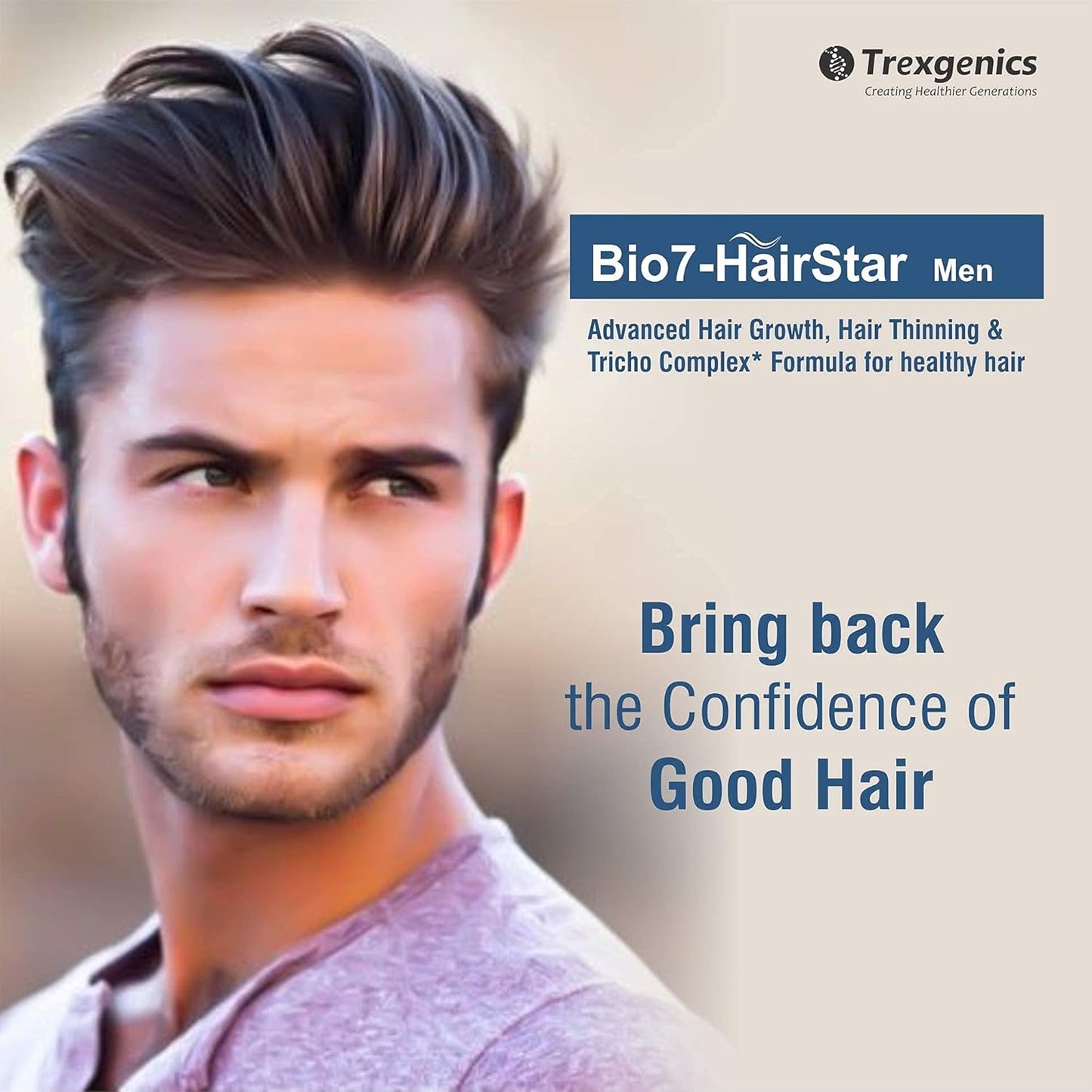 Trexgenics® BIO7-HAIRSTAR MEN Advanced Hair Support Tricho Complex ONE-A-DAY Formula (60 Veg. Capsules) (Pack of 1)