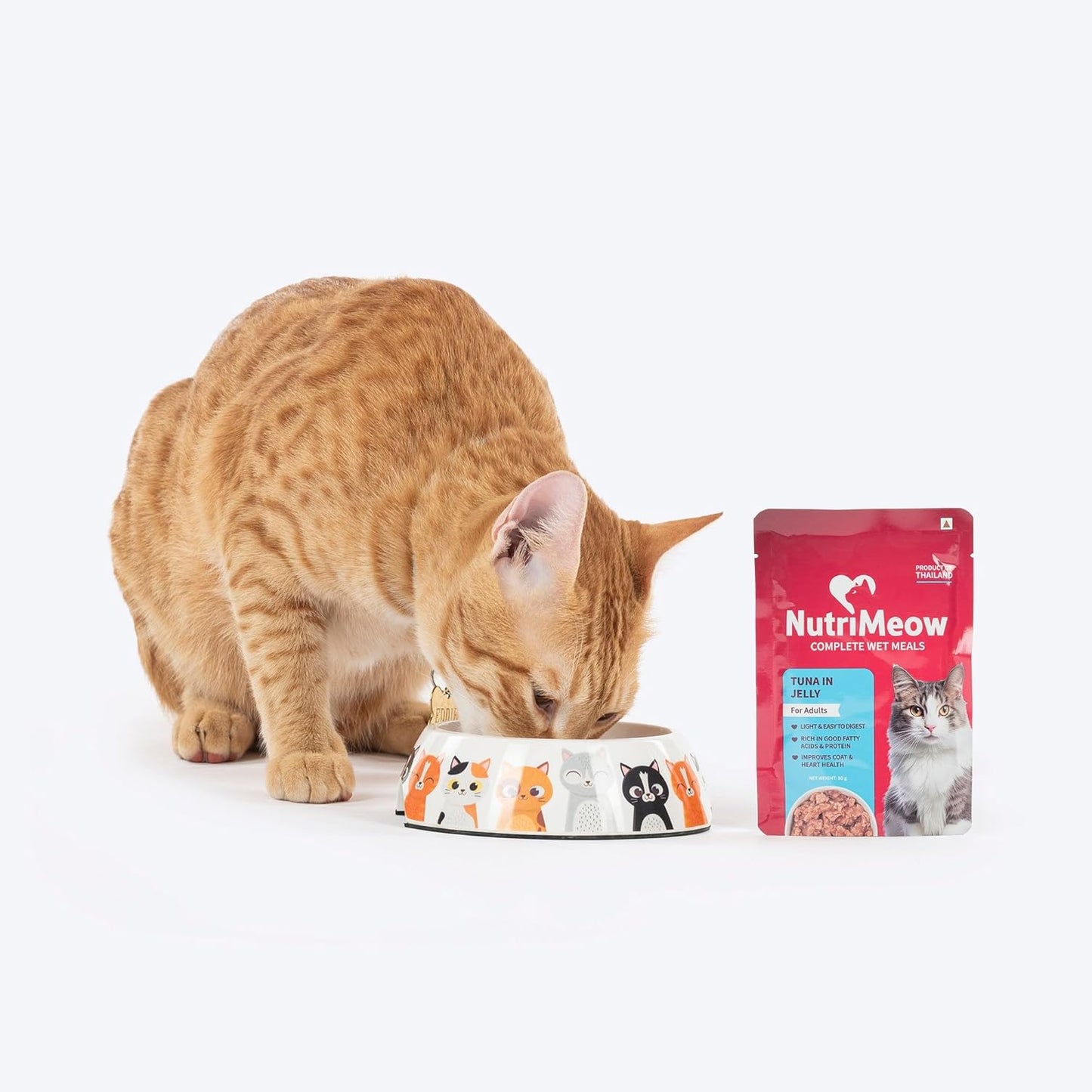 NutriMeow Tuna in Jelly Wet Food Pouch for Adult Cats - 80gm | High Protein, Nutritious & Tasty | Complete & Balanced Cat Meal | Healthy Food for Persian & All Breeds