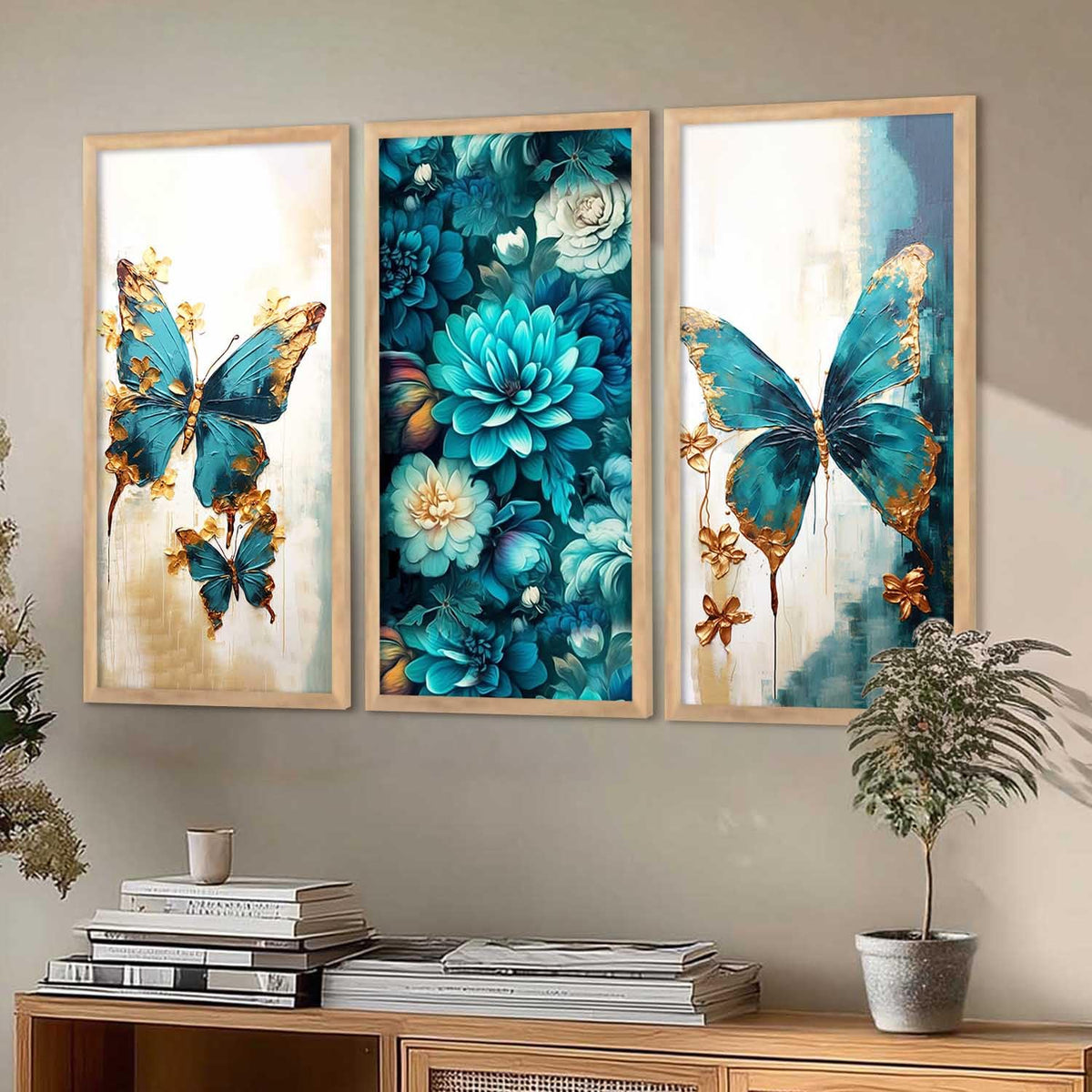 Modern Wall Art Home Decoration Paintings With Frame For Living Room Bed Room Hotel Wall Decor Digital Reprint Engineered Wood Set of 3 (Art 8, 10x19 inch)