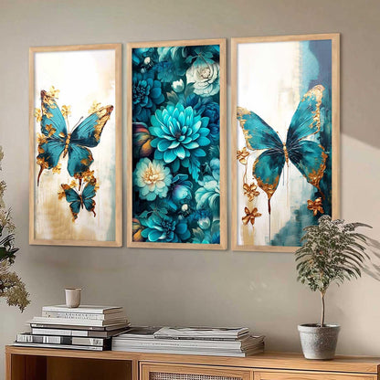Modern Wall Art Home Decoration Paintings With Frame For Living Room Bed Room Hotel Wall Decor Digital Reprint Engineered Wood Set of 3 (Art 8, 10x19 inch)