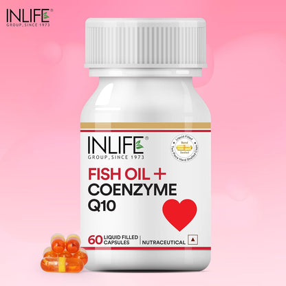 INLIFE Fish Oil Coenzyme Q10 Omega 3 Supplement - 60 Liquid Filled Capsules