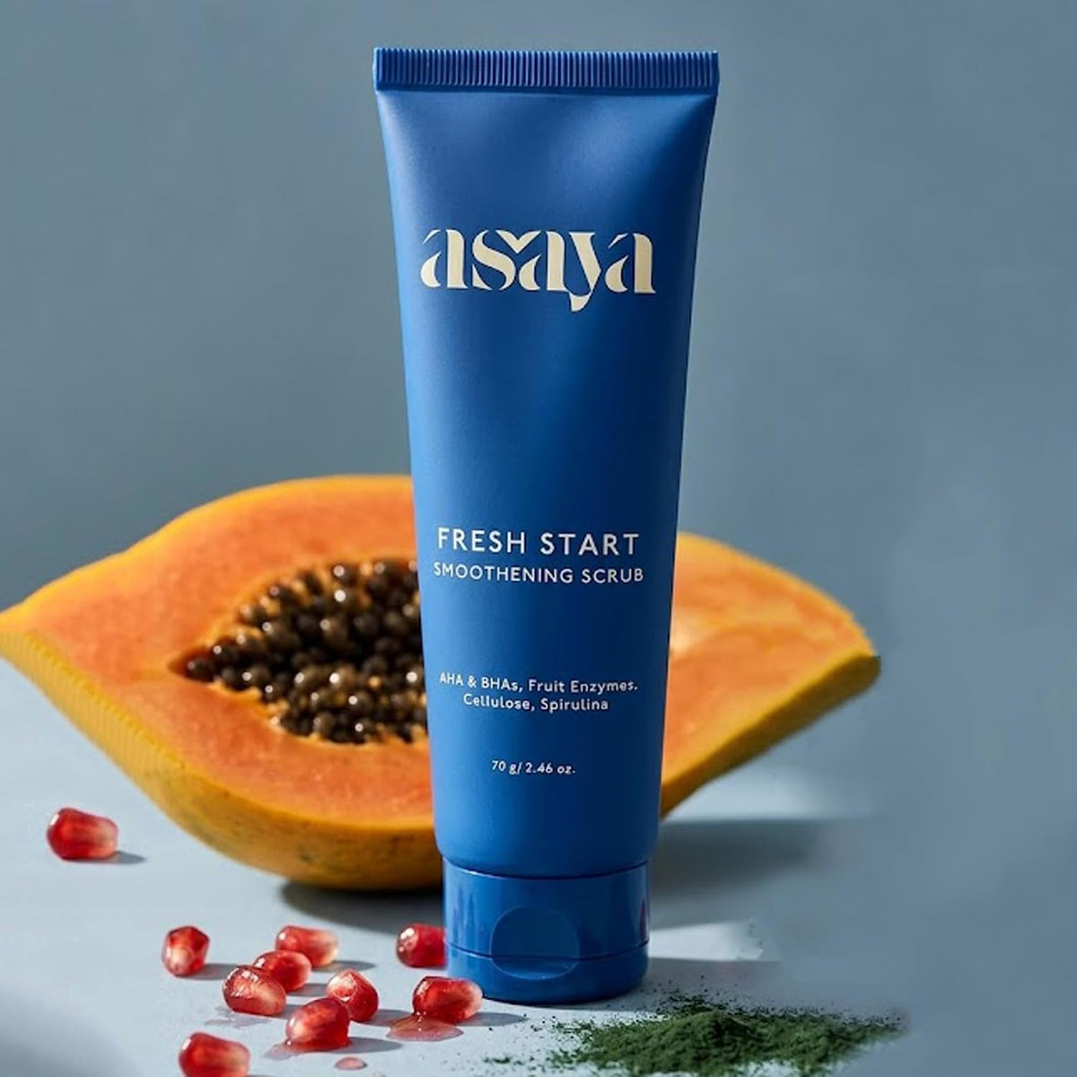 Asaya Fresh Start Smoothening Scrub | Face Exfoliator for Instant Glow-Up | Exfoliating Face & Body | AHA BHA | Dead Skin Remover for Pores, Blackheads & Uneven Skin - 70gm