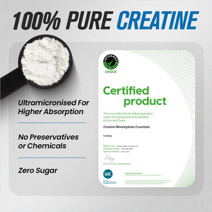 Fast&Up Creatine Monohydrate Powder | 100% Pure Micronized Creatine Supplement for Muscle Growth, Strength & Recovery | Unflavoured Creatine Powder, 250g (83 Servings)