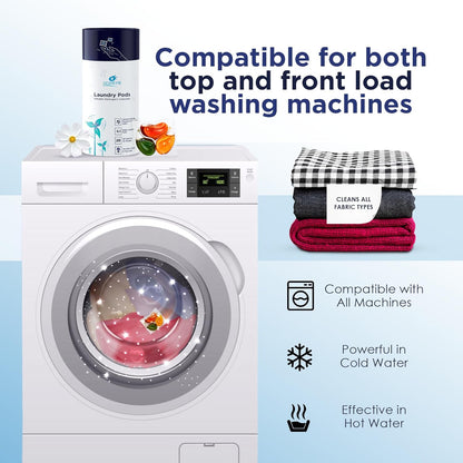 Ecosys 3-in-1 Dissolvable Magic Laundry Pods for 20 washes:Bioenzymes Infused,Tough Stain Fighter for Top & Front Load with Floral Aroma,1 Pod = 1 Wash for 5-7kg