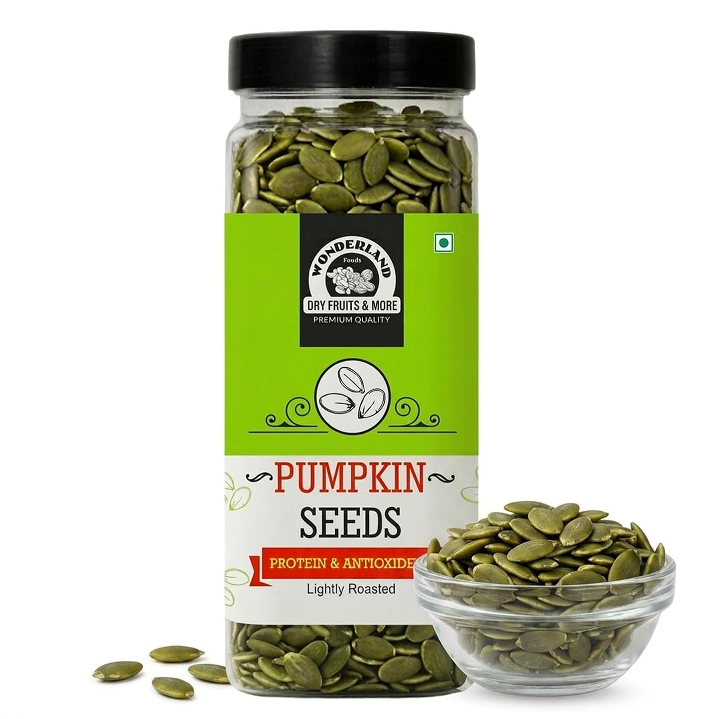 Wonderland Foods 200g Roasted Pumpkin Seeds (Kaddu Seeds) Jar | Premium Nutrient-Rich Snack, Crafted for Wellness & Vitality | Full of Protein, Antioxidants, & Fibre
