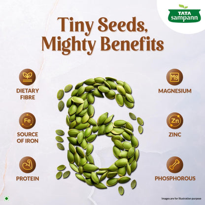 Tata Sampann Pumpkin Seeds, 200g, Rich in Protein, Dietary Fibre, Magnesium & Phosphorus, Raw & Unroasted Pumpkin Seeds, Source of Iron & Zinc, Handpicked Seeds, Resealable Pack