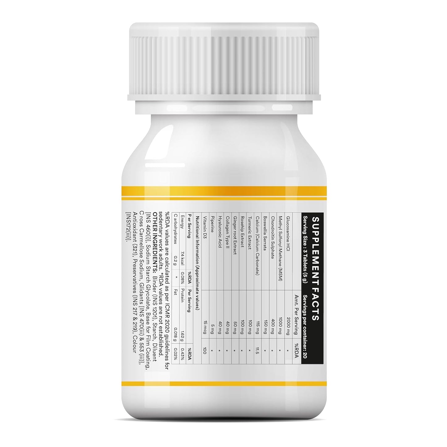 INLIFE Glucosamine Tablets for Joints with Chondroitin MSM Collagen Type II, Hyaluronic Acid, Vitamin D3 | Enriched with Boswellia, Rosehip, Curcumin | Knee Bone Cartilage Supplement - 60 Tablets