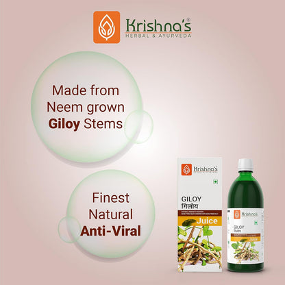 KRISHNA'S HERBAL & AYURVEDA Giloy Juice Immunity Booster - 1000 Ml | Pack Of 1 | Immune Support | Respiratory Health & Gut Health