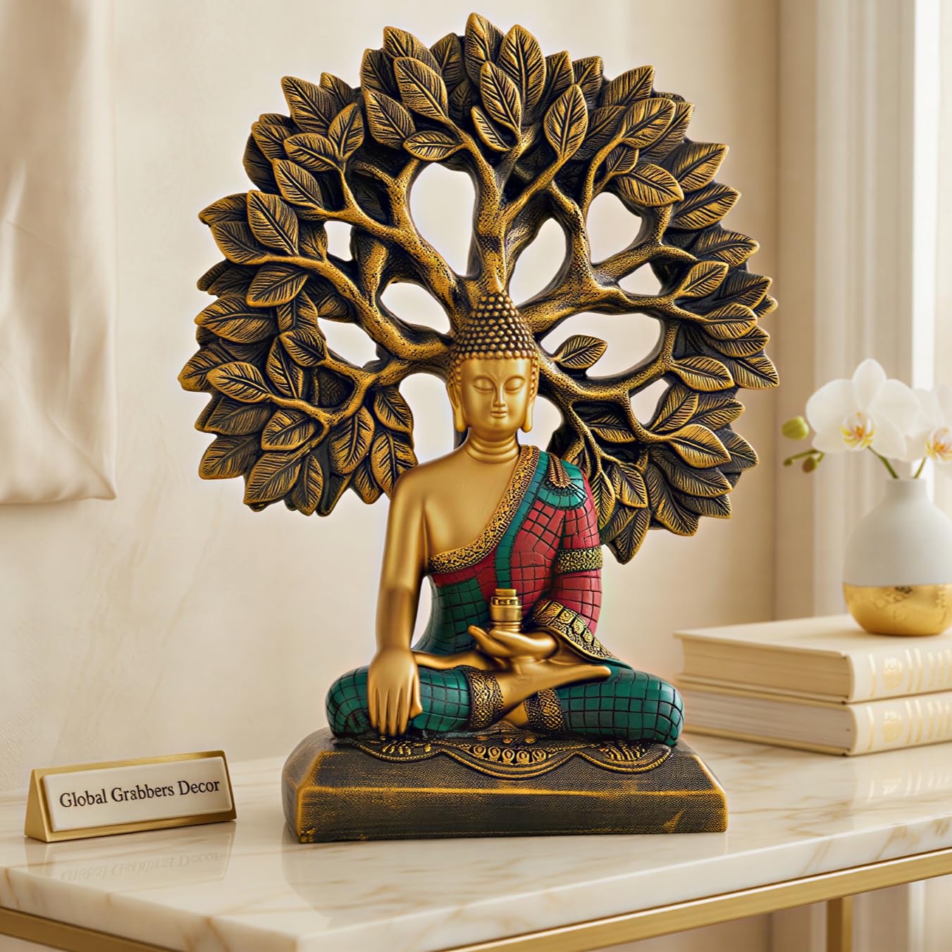 Global Grabbers Buddha Statue Showpiece Idol Home Decor Decoration Items for Living Room and Gifts