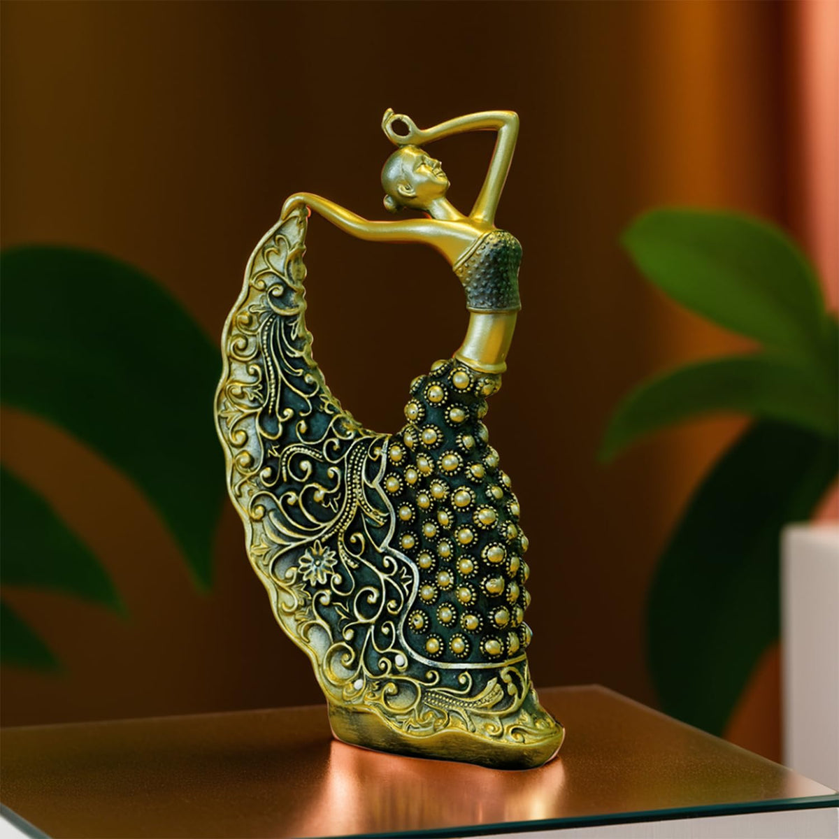 Nostrae Female Peacock Dancer Show Pieces for Home Decor Living Room Decorative Items | Aesthetic Dancing Lady Showpieces Gift Item | Center Table Tv Office Desk Interior Statue Figurines