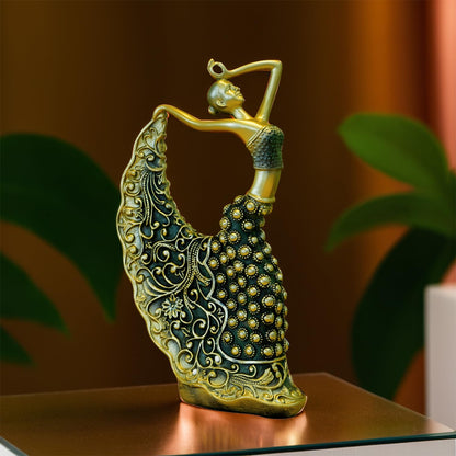 Nostrae Female Peacock Dancer Show Pieces for Home Decor Living Room Decorative Items | Aesthetic Dancing Lady Showpieces Gift Item | Center Table Tv Office Desk Interior Statue Figurines