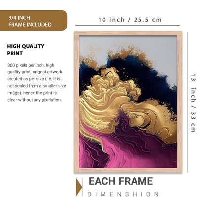 Painting for Wall Decoration - Modern Art Wall Decor Framed Painting for Living Room Bedroom - Framed Wall Posters/Paintings with Frame Set of 3 (Art 14, 10x13 inch)