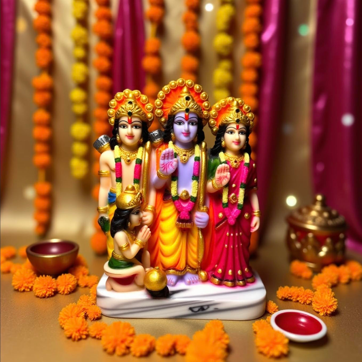 UNOVATE Ram Darbar Idol | Ram Sita Murti | Home, Office Temple | 11 cm
