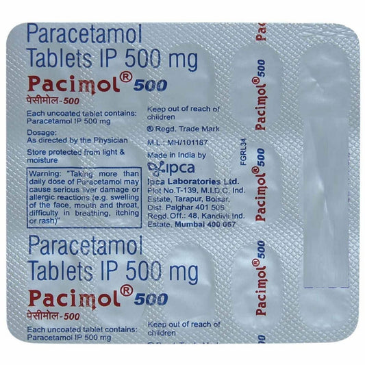 Pacimol 500Mg - Strip of 15 Tablets