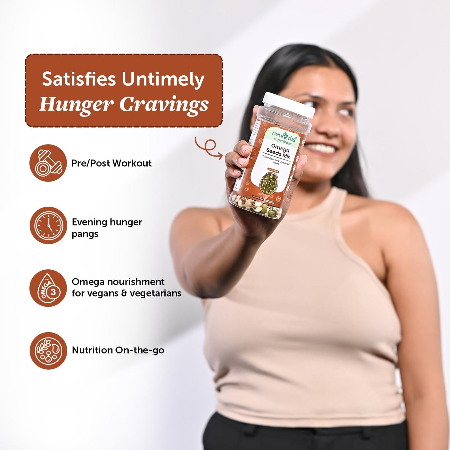 Neuherbs Omega-3 Fiber 4-in-1 raw & Unroasted seeds mix 200g | Diet snacks | Super Seeds Mix For Eating | Healthy Food For Weight Management, Heart,Good Skin