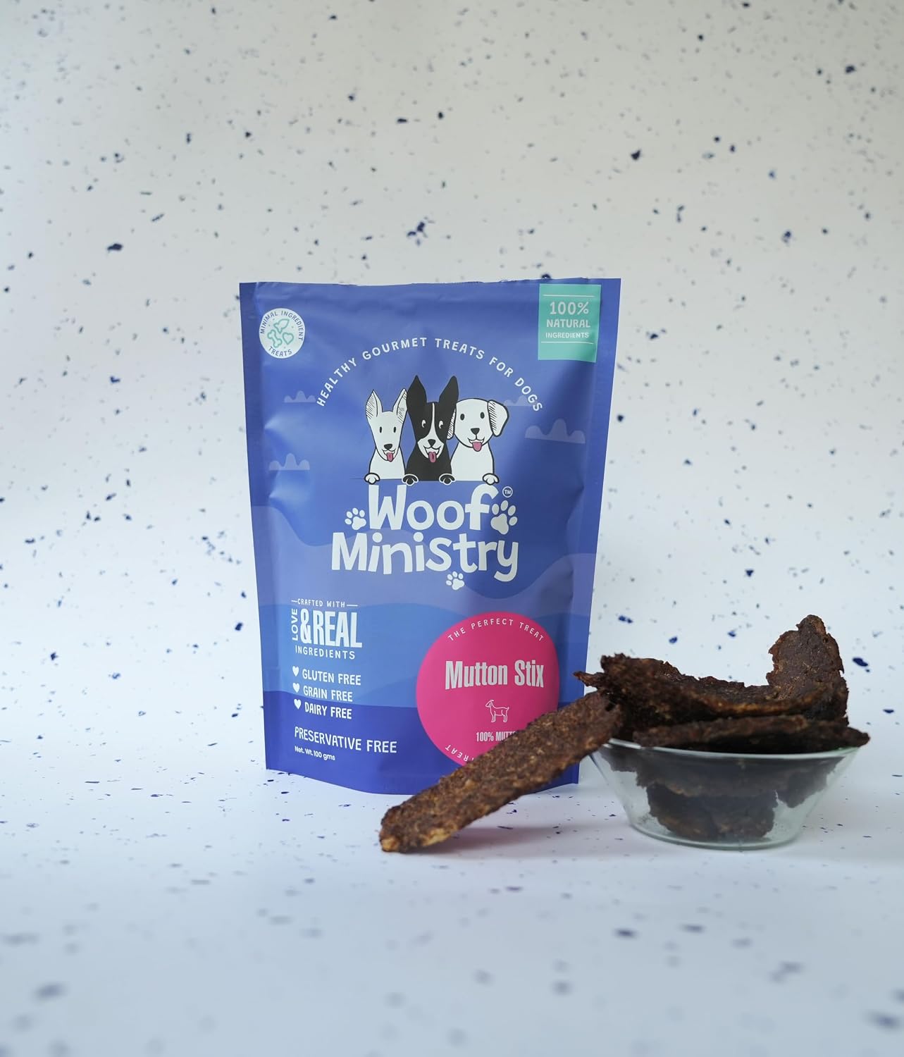 Woof Ministry Mutton Stix for Dogs, Single Ingredient Dehydrated Dog Treats (Non Veg Treats -100 Grams)