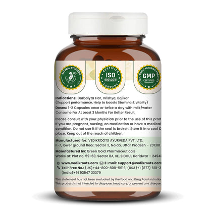 Vitality Support Capsules for Men | Shilajit, Ashwagandha, Gokshura, Safed Musli & 15 Herbal Ingredients | Supports Energy, Strength & Wellness | 60 Capsules (Pack of 1)