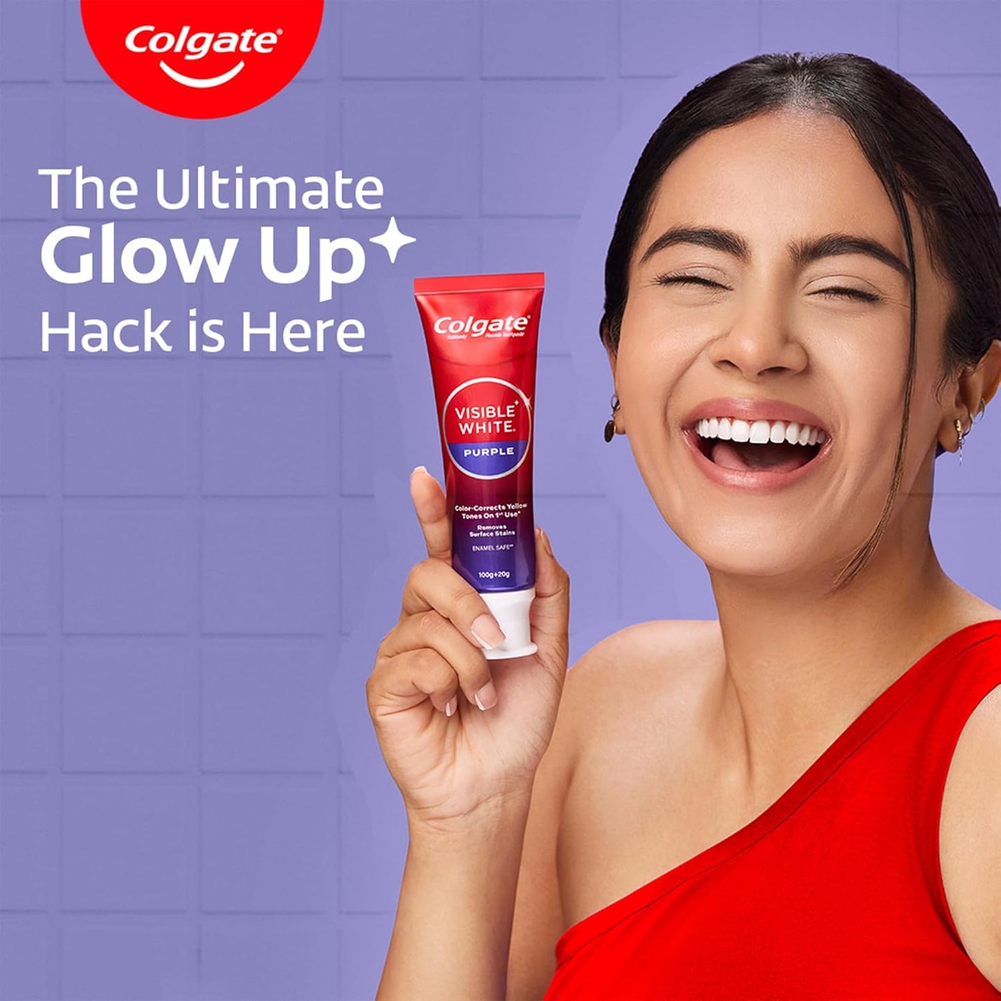 Colgate Visible White Purple Toothpaste (100g+20g) + Colgate Visible White Purple Teeth Whitening Serum, 40ml