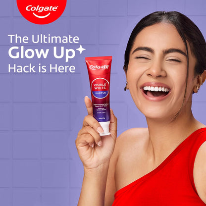 Colgate Visible White Purple Toothpaste (100g+20g) + Colgate Visible White Purple Teeth Whitening Serum, 40ml