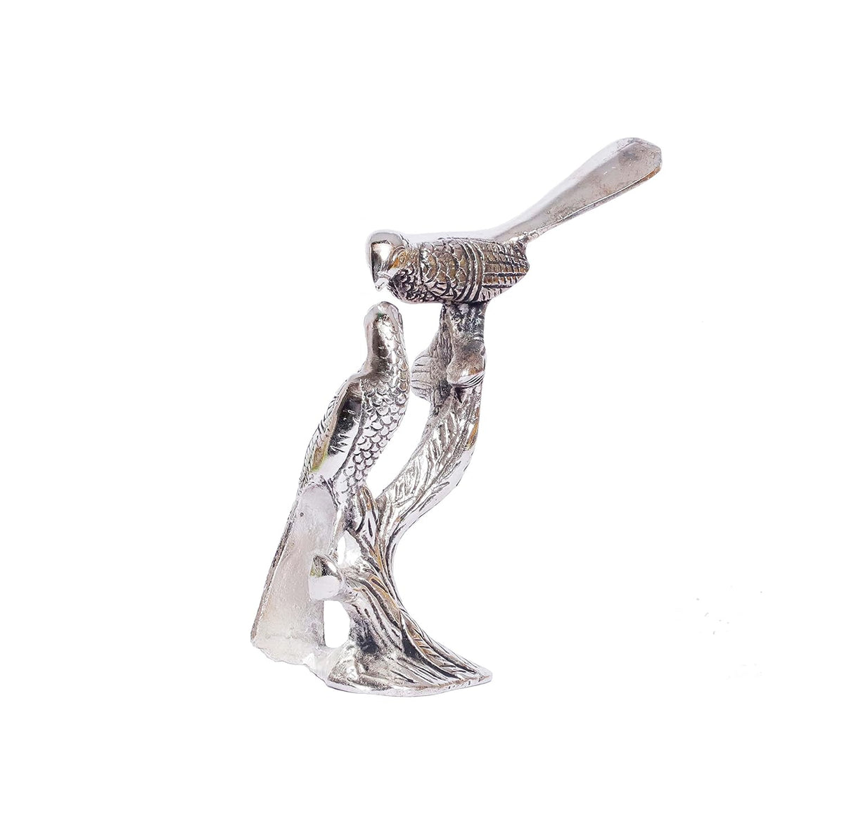 Love Birds Couple Kissing Sitting on Tree,Animal Showpiece for Home Decorative Statue, Gift for Boyfriend,Girlfriend,Wife,Husband,Friends,Happy Home Decoration Idol Showpiece (Silver)