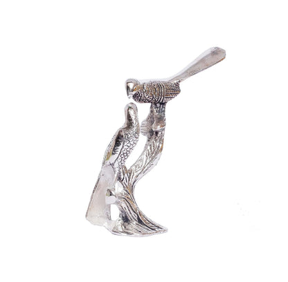 Love Birds Couple Kissing Sitting on Tree,Animal Showpiece for Home Decorative Statue, Gift for Boyfriend,Girlfriend,Wife,Husband,Friends,Happy Home Decoration Idol Showpiece (Silver)
