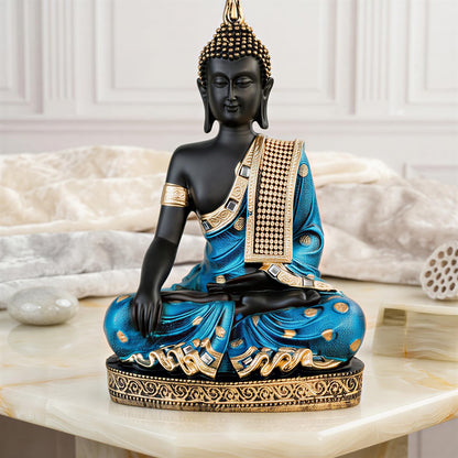 Buddha Idol Statue | Home Decoration Items for Living Room (Blue Black)