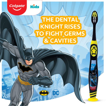 Colgate Kids Batman Manual Toothbrush (Pack of 3,Multicolor) & Colgate Kid's Motu Patlu Anticavity Bubble Fruit Flavour Toothpaste- 80g COMBO