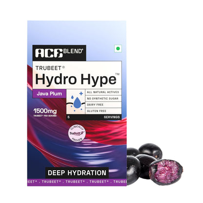 Ace Blend Hydro Hype (5 Sachets) | Energy & Blood Flow | Instant Hydration | Full-Spectrum Electrolytes | 100% Natural Beetroot Extract with Multi Vitamins & Minerals | Java Plum