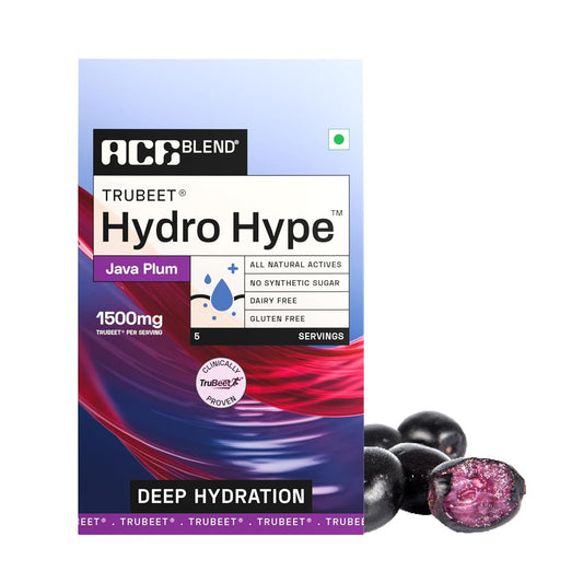 Ace Blend Hydro Hype (5 Sachets) | Energy & Blood Flow | Instant Hydration | Full-Spectrum Electrolytes | 100% Natural Beetroot Extract with Multi Vitamins & Minerals | Java Plum