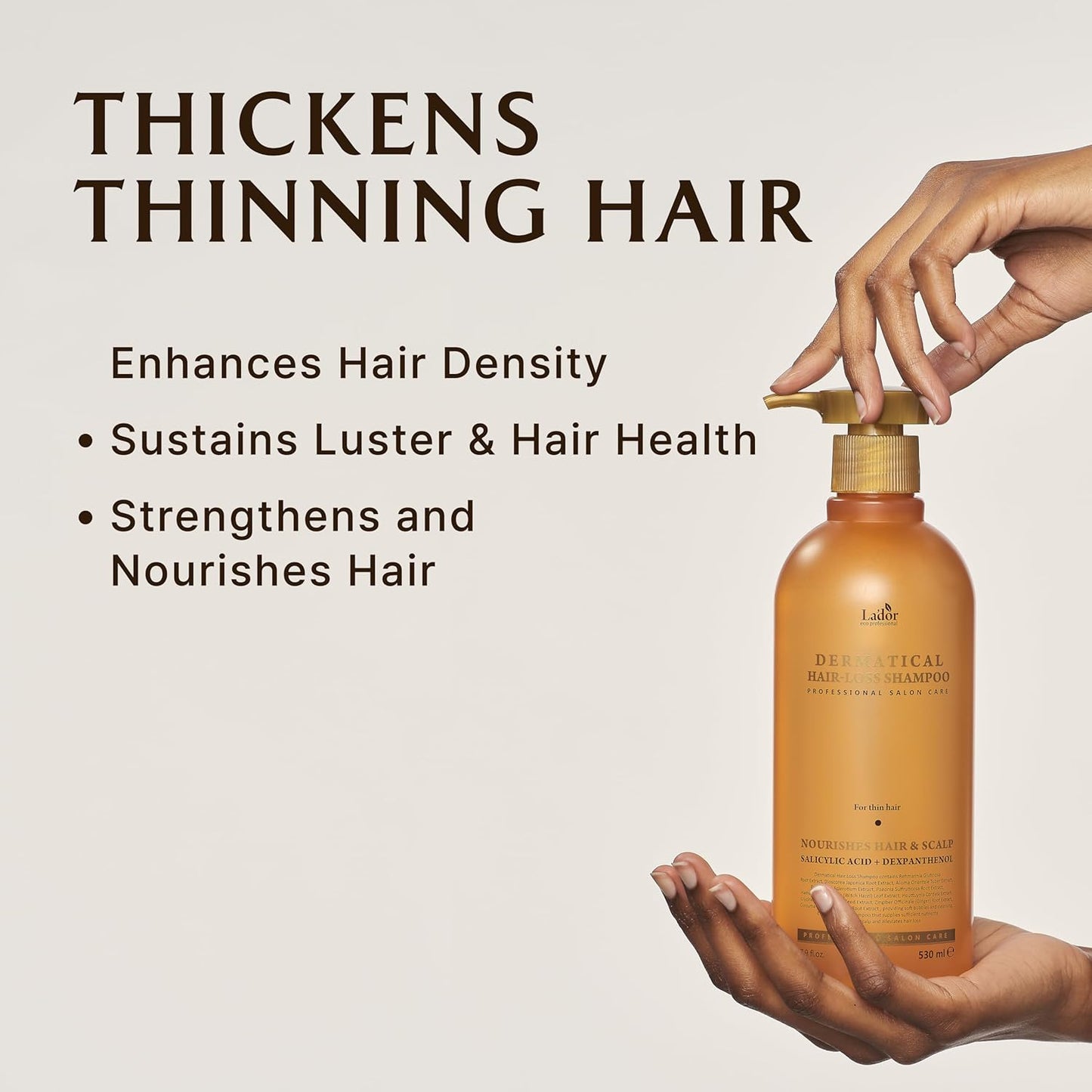 LADOR Dermatical Hair- Loss Shampoo (Normal to Dry Hair) (530ml) Anti Hair Loss & Hair Growth Korean Shampoo, Deep Cleanse, Nourish, Soothes Damaged Scalp