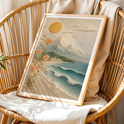 Landscape Wall Painting with Frame Set of 1 | Premium Mountain Sea Beach & Floral Nature Artwork, Elegant Scenic Wall Decor for Living Room, Bedroom, Office and Home Decoration (Art-13,13x19inch)