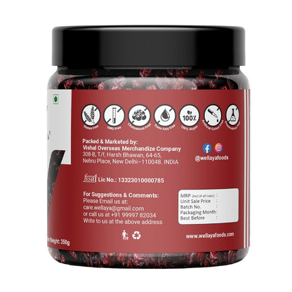 WELLAYA Premium Dried Whole Cranberries | No Fat and Low Calories | High Nutrient and Antioxidant Cranberry Whole Superfood Berries