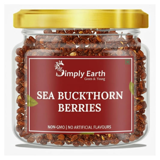Simply Earth Sea Buckthorn Berries | 100% Natural & Non-GMO | Rich in Vitamin C, Omega 7 & Antioxidants | Boosts Immunity, Skin Glow & Hair Health | No Artificial Flavours - 60g