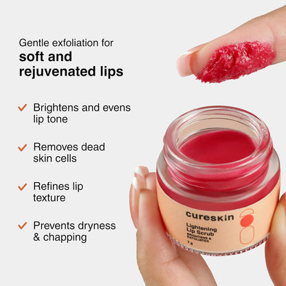 Cureskin Lightening Lip Scrub for Men and Women | Lip Scrub for Dark Lips to Lighten Pink, 7 g (Pack of 1)