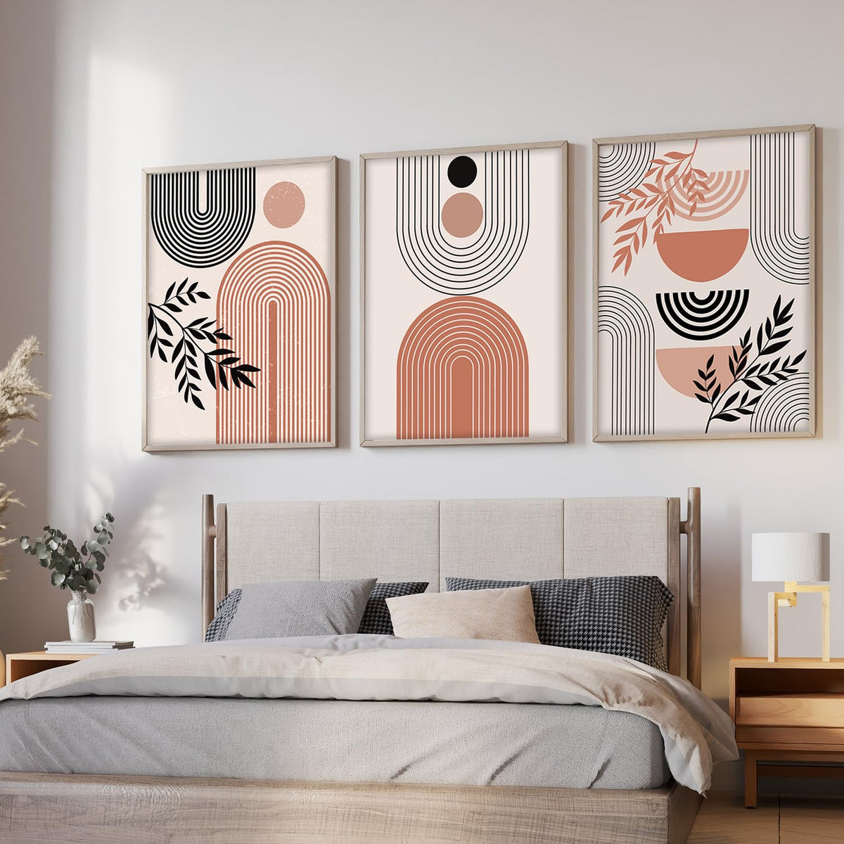 Boho Painting for Wall Decoration - Modern Art Wall Decor Framed Painting for Living Room Bedroom - Framed Wall Posters/Paintings with Frame (Boho 4, 13x19 inch)