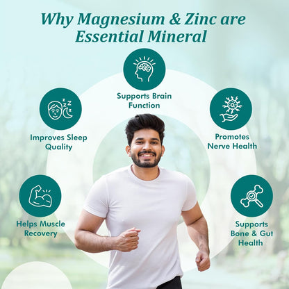 Fytika Magnesium Bisglycinate + | High Absorption Chelated Form| For Better Sleep, Stress Management, Muscle Recovery & Enhanced Workout | With Magnesium glycinate(as Bisglycinate) & Zinc | For Men & Women (Pack of 1 30 Tab)