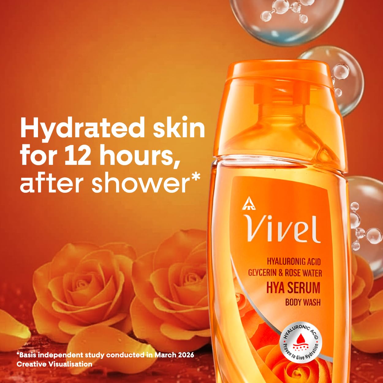 Vivel Hya Serum Body Wash 200ml|Hyaluronic Acid, Glycerin & Rose Water|Deep Intense Daily Hydration Shower Gel|Improve Dry Rough Skin Texture |Dermatologist Recommended |No Paraben|For Men & Women